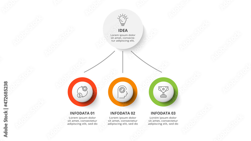 Fototapeta premium Diagram concept for infographic with 3 steps, options, parts or processes. Business data visualization.