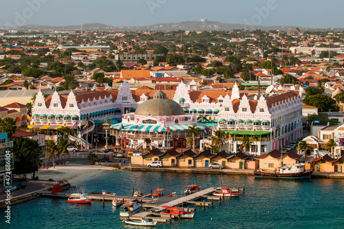 Aerial view of capital city Willemstad  Curacao.