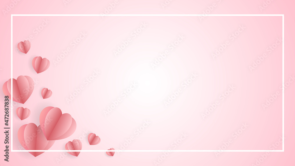 Heart frame with copy space in Valentine's Day on pink background , Flat Modern design , illustration Vector EPS 10