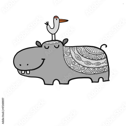 Hippopotamus, cute hippo character for your design
