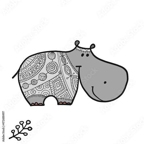 Hippopotamus, cute hippo character for your design