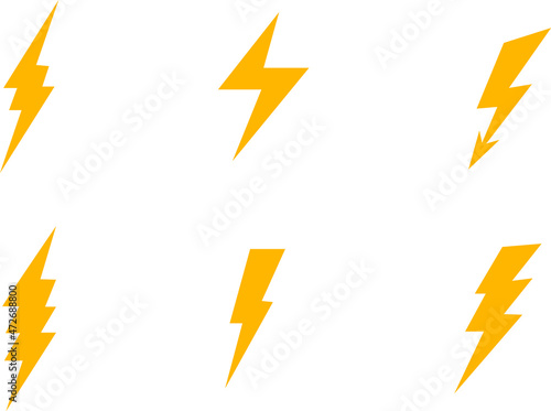 lightning bolt icon set. Electric vector icons, Bolt lightning flash icons. Flash icons collection. Bolt logo. Electric symbols. Electric lightning bolt symbols. Flash light sign.