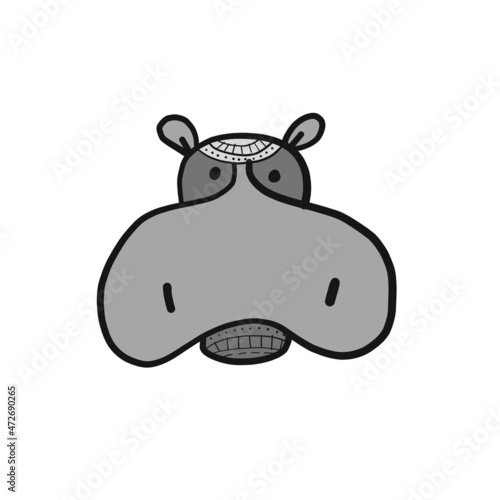 Hippopotamus, cute hippo face for your design