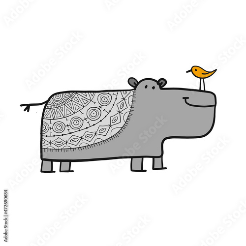 Hippopotamus, cute hippo character for your design