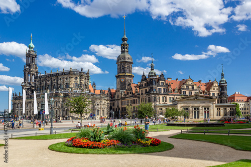 Blick auf Dresdens Sehenswürdigkeiten im Zentrum der Stadt.