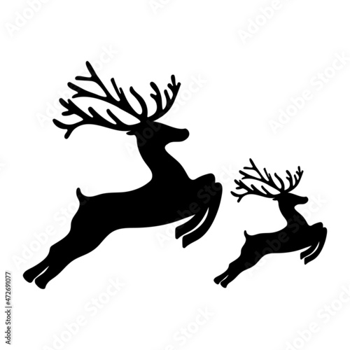 Reindeer silhouette isolated on white background 