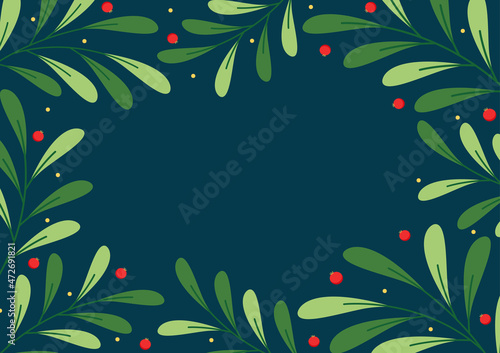 Merry Christmas wallpaper. free space for text. Holly leaf frame.  Christmas frame wallpaper.