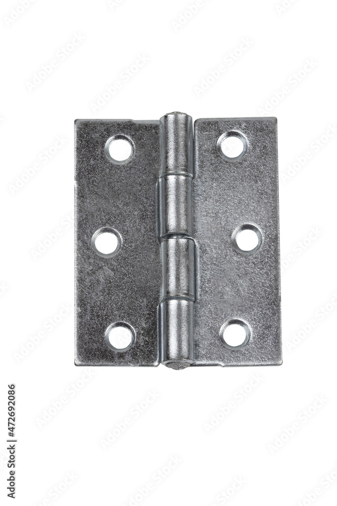 New door steel hinge on isolated white background New door steel hinge on isolated white background