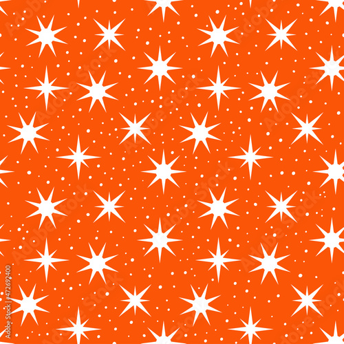 Orange seamless pattern with white stars.