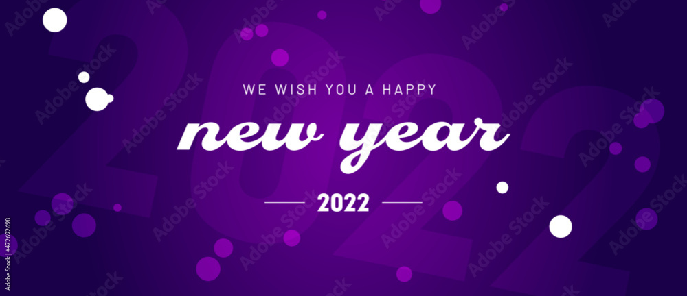 Happy new year card with text we wish you a happy new year 2022