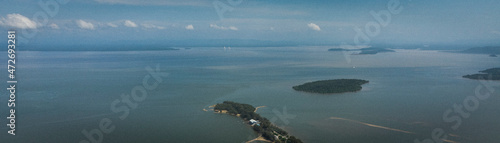 Photos Partly panoramic view of Brunei Bay towards the longest bridge in Brunei Darussalam that has just been recently built and officially opened for public use from Serasa Beach