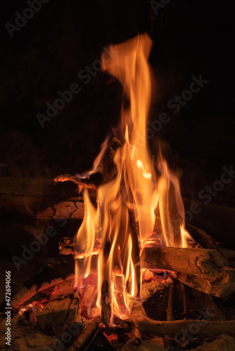 a fire lit with flint