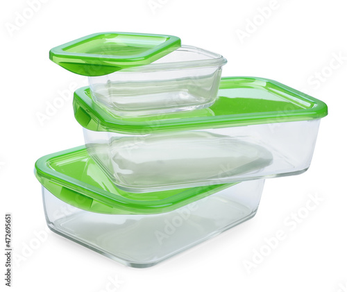 Wallpaper Mural Set of empty glass containers for food on white background Torontodigital.ca