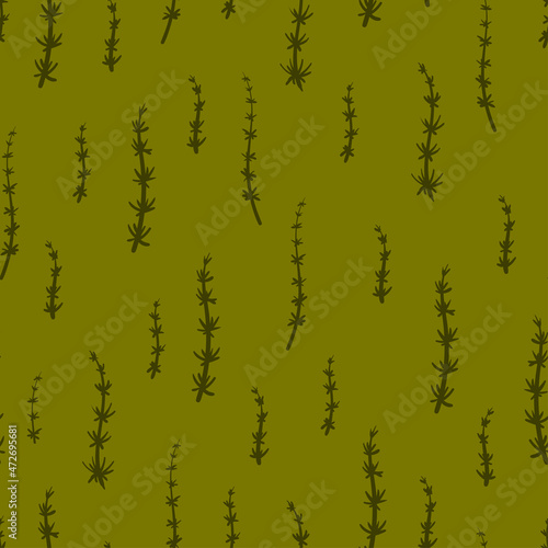 Horsetail medicinal plant seamless vector botanical pattern. Equisetum plant and escape hand drawn texture. Field floral background.