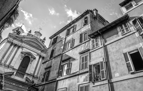 Roman streets. Sunny autumn day. Selective focus. Rome, Lazio, Italy