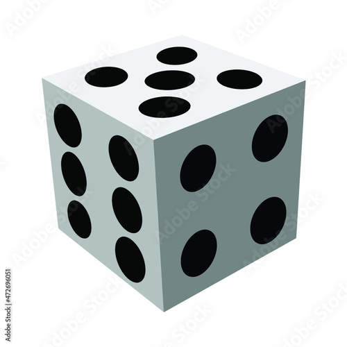 Dice with black dots on a white background. 3D effect Vector illustration.