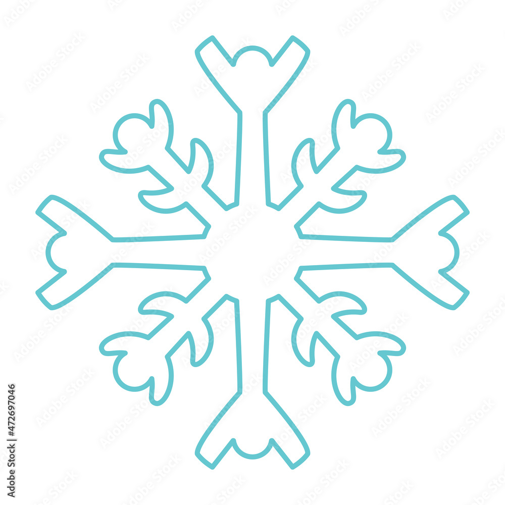 Snowflake icon. Simple flat vector line illustration isolated on white background. Silhouette flake of snow. Snowflake icon. Simple flat vector line illustration isolated on white background. Silhouette flake of snow.