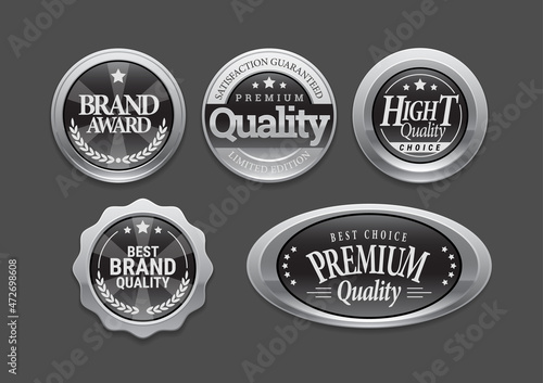 Silver badge. Quality marker design. Vector label