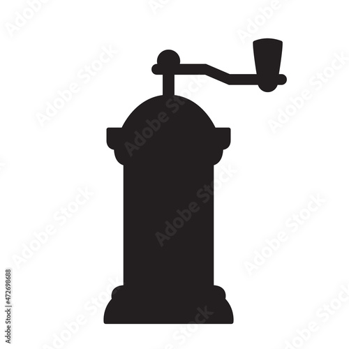 Silhouette of a coffee grinder. isolated on white background.