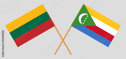 Crossed flags of Lithuania and the Comoros. Official colors. Correct proportion