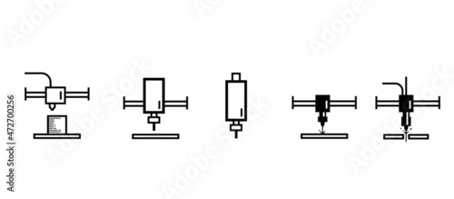 Cnc manufacturing icon set