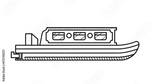Print op canvas Narrow Boat coloring page for kids. Narrow Boat