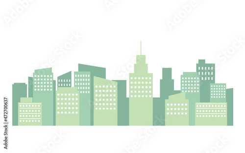シンプルな都市　街並み　高層ビル　建物　シルエット　背景　風景　イラスト
