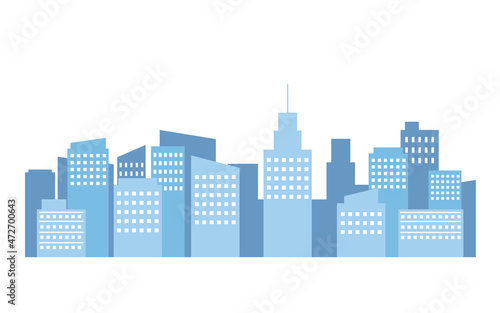 シンプルな都市 街並み 高層ビル 建物 シルエット 背景 風景 イラスト
