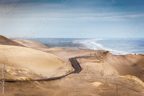 Panamericana road with Pacific ocean, Peru photo