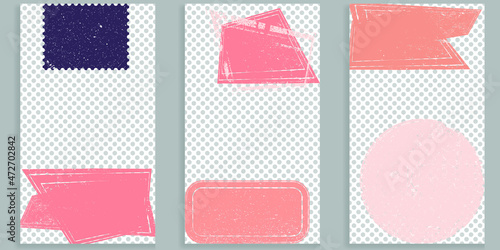 Social media editable covers with grunge design  . Contemporary style . Post frame stories templates. Layout for promotion .Media banner .Vector