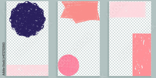 Social media editable covers with grunge design  . Contemporary style . Post frame stories templates. Layout for promotion .Media banner .Vector