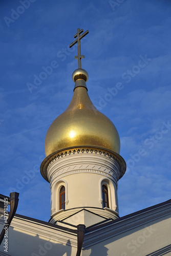 Dome of Temple of Kazan Icon of Mother of God in village Meshchersky, Moscow, Russia photo