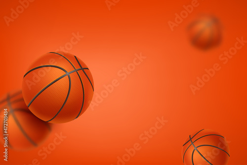 Group of basketball balls vector wallpaper with copy space © tovovan