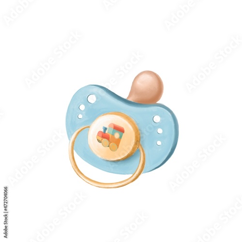 baby pacifier for little child, watercolor style illustration