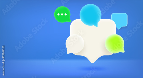 Speech clouds. Conversation concept. Vector banner with copy space