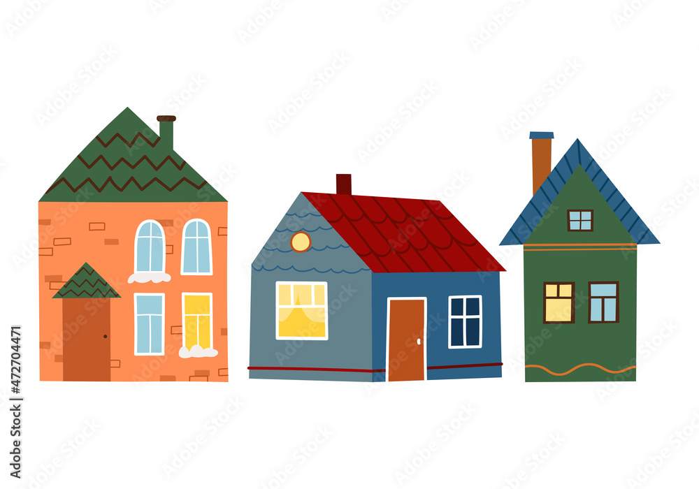 Vector set of different cartoon houses Vector set of different cartoon houses