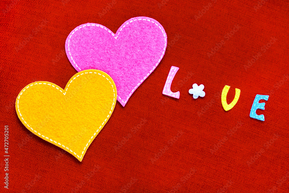 Fototapeta premium Image of hearts. hearts and text love
