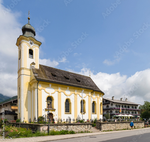 Church Sankt Remigius. Village Schleching in the Chiemgau in the Bavarian alps. Europe, Germany, Bavaria photo