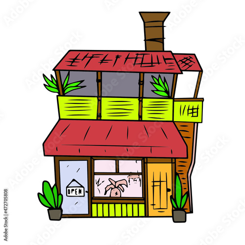 Vector design of children's buildings for social network games,stickers,banners,postcards