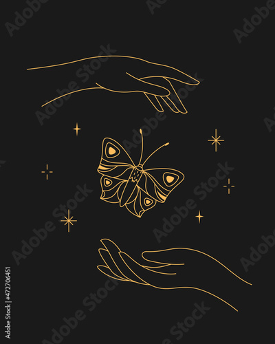 Magic butterflies and hands poster