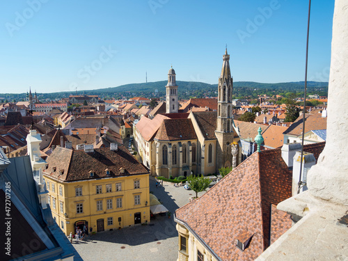 View from Firewatch Tower over the town. Sopron in Transdanubia in the west of Hungary close to the border with Austria. Eastern Europe, Hungary. photo