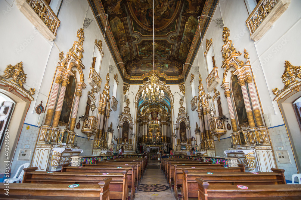 Salvador, Bahia, Brazil, November 2020 - inner view of the Church of  Our Lord of Bonfim (Basílica do Senhor do Bonfim)