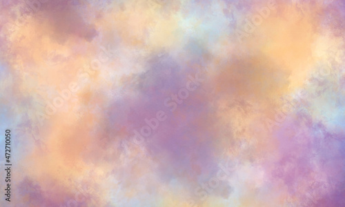 Watercolor background in pink, orange, blue and purple tones. Copy space, horizontal banner. © Valeria Samoylova