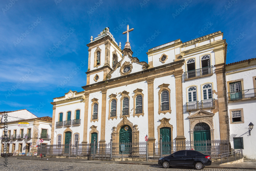 Salvador, Bahia, Brazil, November 2020 - view of The Church of the Third Order of Penitence of Saint Dominic of Osma (Igreja da Ordem Terceira da Penitência de São Domingos de Gusmão) 