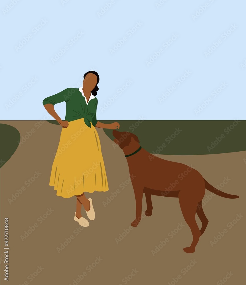Fototapeta premium girl with dog