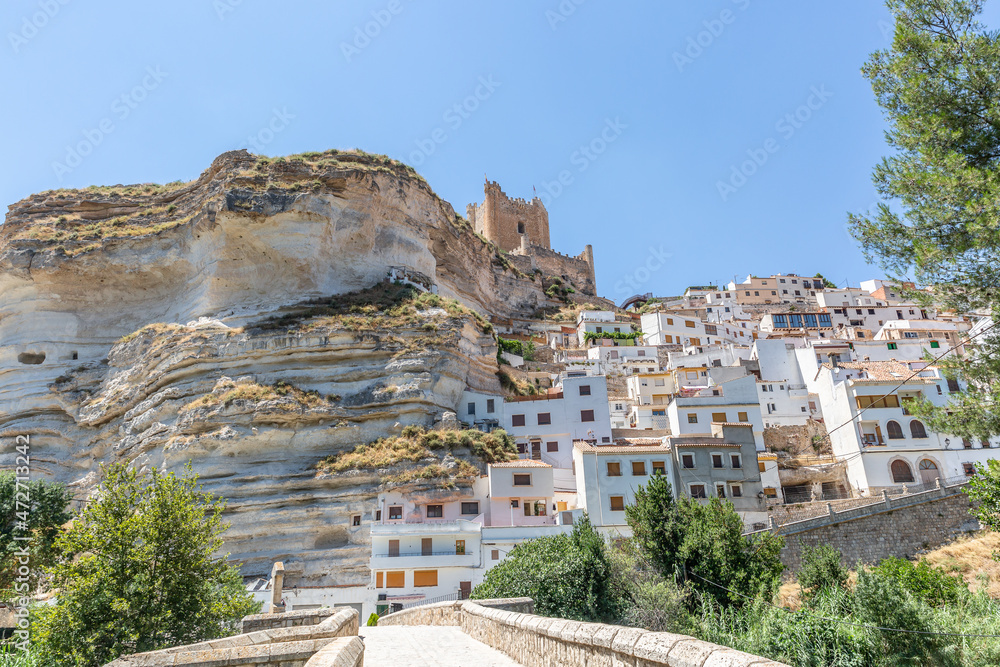 Obraz premium Beautiful view of part of the town Alcalá del Júcar and its picturesque houses