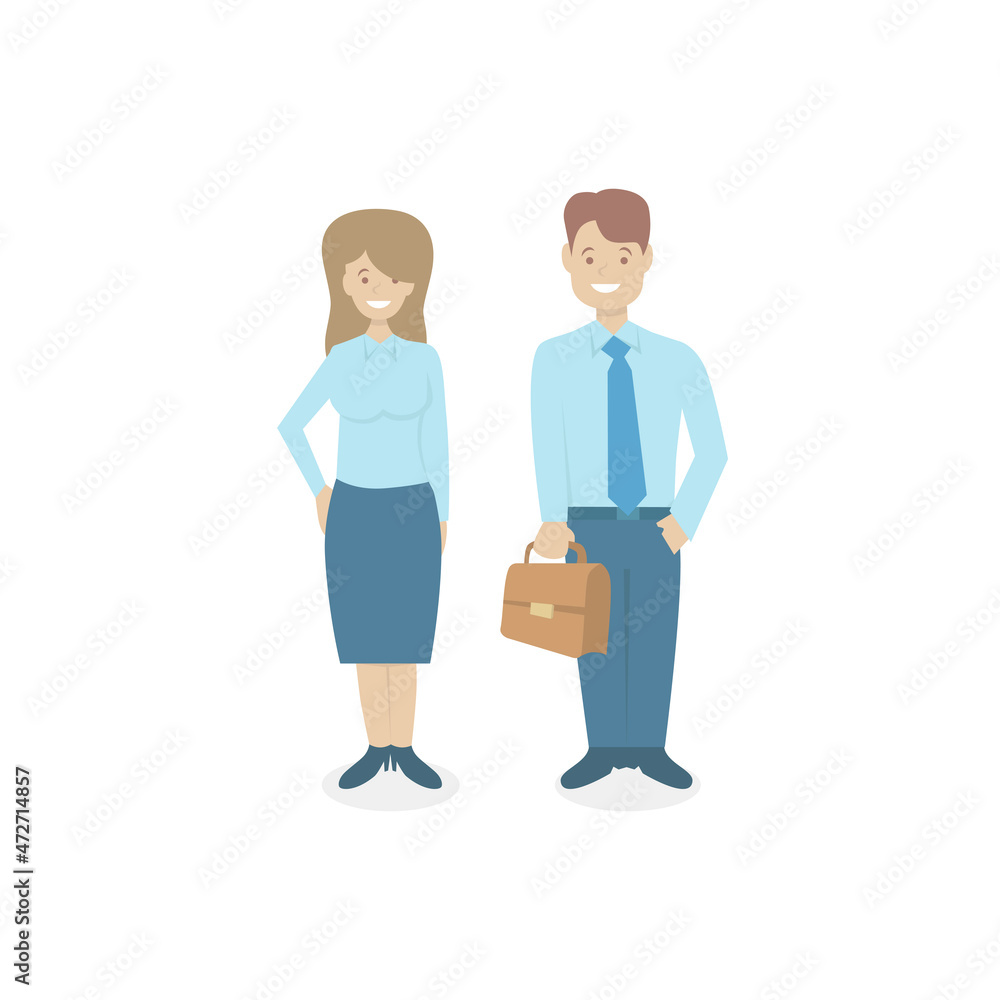 Command. Business couple on a white background. Happy faces of people. Command. Business couple on a white background. Happy faces of people.