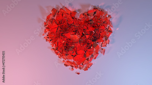 red glass broken heart