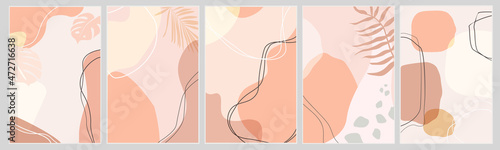 A set of abstract posters with African women in ethnic clothing, a turban. Still life vase with tropical strelitzia flowers. Contemporary art poster. Vector graphics.