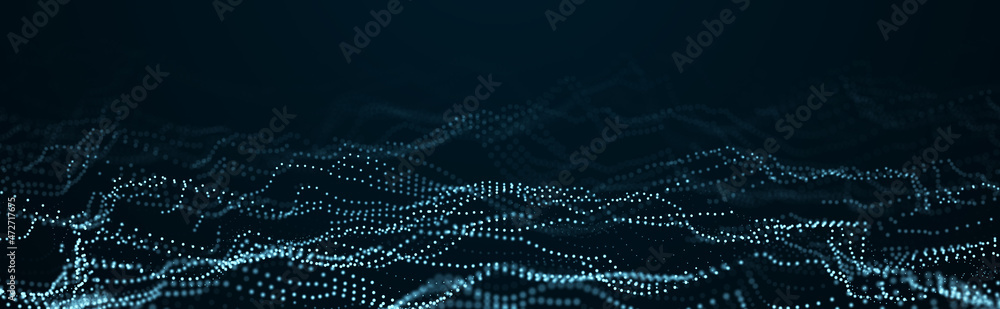 Abstract blue background of points. Falling cyber particles. Big data stream. 3d rendering Abstract blue background of points. Falling cyber particles. Big data stream. 3d rendering